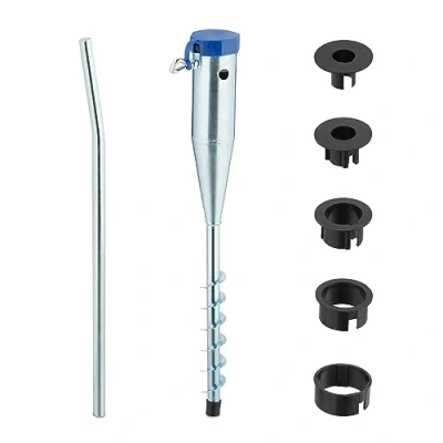 Afbeelding van Relaxdays grondanker parasol grondplug adapters 25 55 mm parasolboor staal