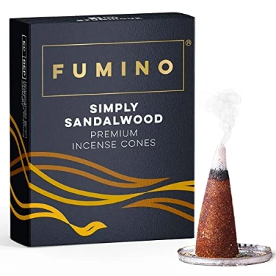 Afbeelding van Fumino Natuurlijke wierookkegels met geur van puur sandalhout 20 verse Masala Agarbatti Joss Smoke geuren voor ontspanning, meditatie, ontspanning en woondecoratie