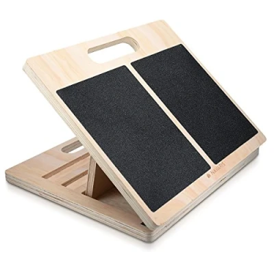 Afbeelding van Navaris verstelbaar anti slip stretch board Houten incline 3 standen Voor het rekken van kuiten, voeten, enkels, benen en rug Inklapbaar