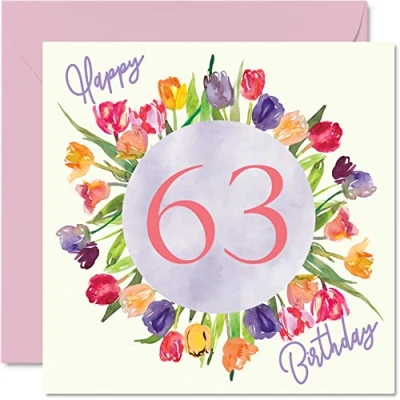 Afbeelding van Prachtige verjaardagskaarten voor vrouwen boeket tulpen aquarel verjaardagskaart haar oma mama 145 mm x mooie wenskaarten bloemen