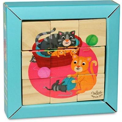 Afbeelding van Vilac houten blokkenpuzzel kubus dieren (9st)