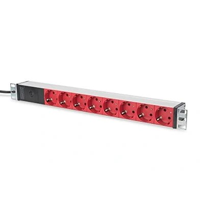 Image de DIGITUS Bloc multiprise 19&#039; 8 ports 1 U, avec parasurtenseur