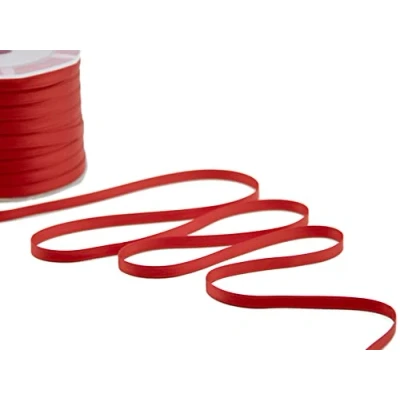 Afbeelding van Furlanis Dubbel satijnen lint, Italiaanse stof rood, 6 mm x 25 m