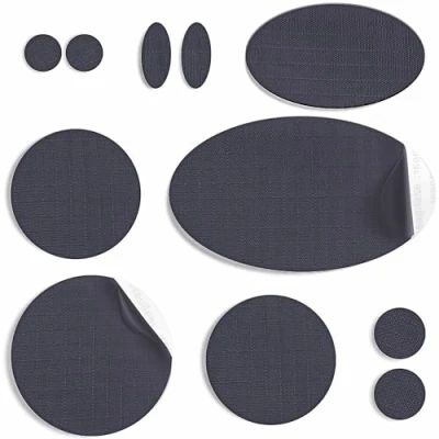 Image de aZengear Patchs de réparation pour veste en duvet Tissu nylon, auto adhésif, imperméable et résistant aux déchirures réparer les trous dans vêtements (11 pièces, Gris Foncé)