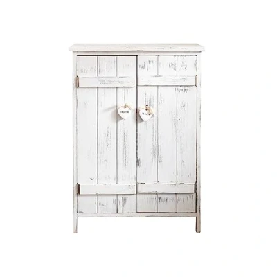 Afbeelding van Rebecca Mobili Opbergkast dressoir met 2 poorten, hout, wit, retrostijl, badkamer, slaapkamer, woonkamer, 70 x 51 30 cm (h b d), art. RE4573