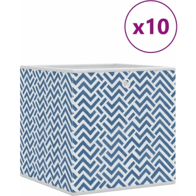 Afbeelding van vidaXL Opbergboxen 10 st inklapbaar 32x32x32 cm ongeweven stof blauw
