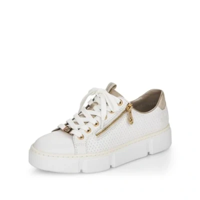Afbeelding van Rieker Sneakers laag hartweiss/muschel, Dames, Maat: 43, Hartweiss/muschel Leer/ synthetisch