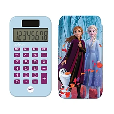 Image de LEXIBOOK Calculadora de Bolsillo Disney Frozen, Olaf, Funciones clásicas y avanzadas, Cubierta Protectora rígida, con batería, Azul/púrpura, C45FZ