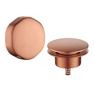 Afbeelding van Wiesbaden knop/plug badoverloopcomb. geborsteld koper