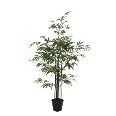 Afbeelding van Mica Decorations bamboe in pot h120d65 groen