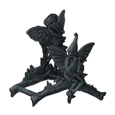 Afbeelding van Relaxdays tuinslanghouder muur slanghouder gietijzer waterslanghouder tuin elven