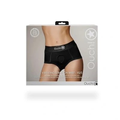 Afbeelding van Shots Ouch! OU826BLKXSS1 Vibrating Strap on Brief Black XS/S