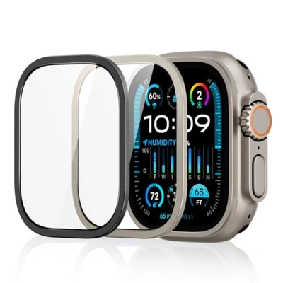 Afbeelding van ESR Armorite displaybeschermfolie voor Apple Watch Ultra 2/1 (2023/2022, 49 mm), bescherming van militaire kwaliteit, gehard glas met frame roestvrij staal, titanium metaal en
