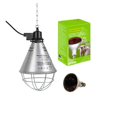 Afbeelding van Kerbl 250 W infrarood warmtelamp + huls reflector met beschermingsrooster, bevestigingsketting en 2,5 m kabel