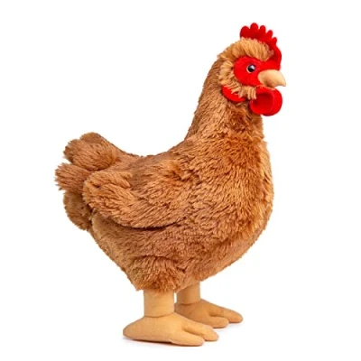 Afbeelding van lilizzhoumax pluche speelgoed kip 30 cm / 12 inch, simulatie realistische pop wilde dieren gevogelte, cadeau voor vrienden en kinderen