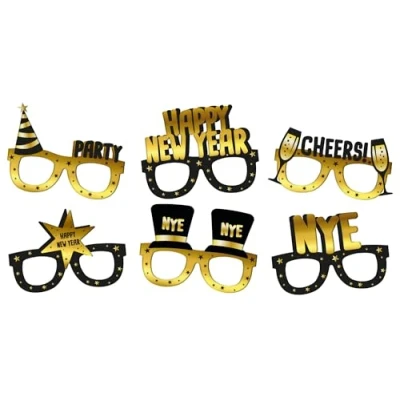 Afbeelding van Folat Brillen Papier BlackGold HNY 6 stuks