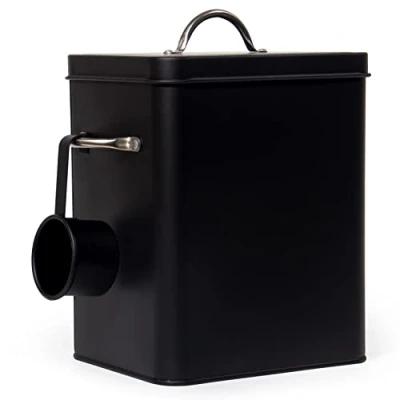 Afbeelding van Theo&amp;Cleo Metalen opbergdoos voor wasmiddel, 6,5 liter, voer honden en katten, koffiebonen (kolen)