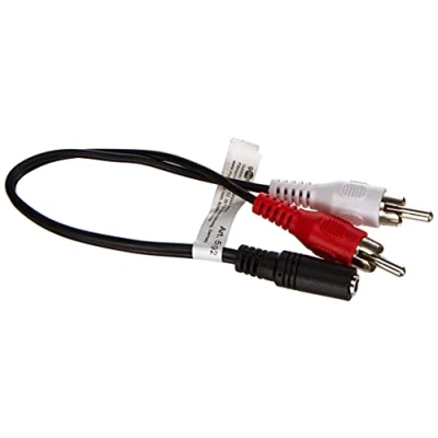 Image de goobay Câble Adaptateur Audio, Femelle 3.5 mm vers Prise Mâle Cinch, Noir, 0.2m Longueur