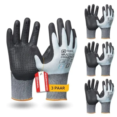 Afbeelding van Gebol Multi Flex Cool &amp; Touch Werkhandschoenen voor heren, zweetbestendig, touchscreen compatibel met noppen, ijsblauw, maat XL