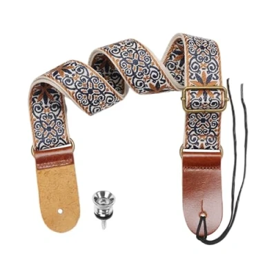 Afbeelding van sangle pour ukulélé 1 pièce, accessoires ukulélé, bandoulière imprimée vintage, réglable.