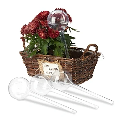 Afbeelding van Relaxdays waterdruppelaar set van 4 stuks kunststof waterbollen watergeefsysteem doorzichtig