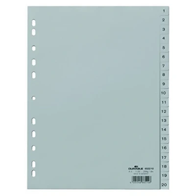 Afbeelding van Durable Register 1 20 PP DIN A4 volledige cover stuks grijs Made in Germany