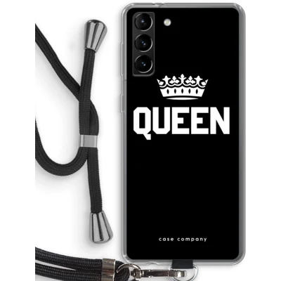 Afbeelding van Case Company® hoesje met Koord geschikt voor Samsung Galaxy S21 Plus Queen Zwart Telefoonhoesje Bescherming aan alle Kanten en Over de Schermrand
