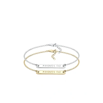 Afbeelding van Elli 2 PACK Infinity Armband silvercoloured/goldcoloured, Dames, Maat: 17, Silver coloured/gold coloured