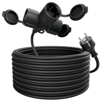Afbeelding van greate verlengkabel 3 buitenstopcontacten 20 m IP44 waterdicht voor buiten voudige stekkerdoos 3500 W