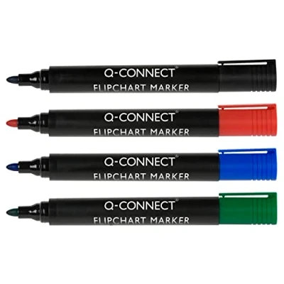Afbeelding van Q CONNECT flipchartmarker, 2 3 mm, ronde punt, met clip, geassorteerde kleuren flipchart marker