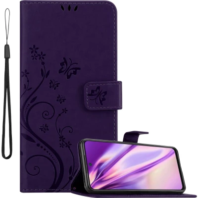 Afbeelding van Cadorabo Hoesje geschikt voor Xiaomi RedMi 10 in BLOEMEN DONKER PAARS Beschermhoes bloemmotief met magnetische sluiting, standfunctie en kaartsleuven Book Case Cover Etui