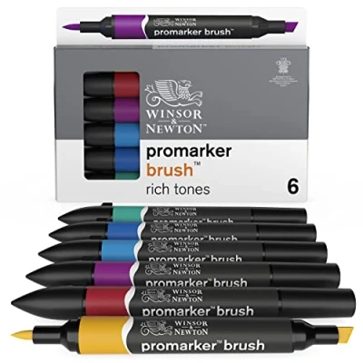 Image de Winsor &amp; Newton Promarker Brush Set de 6 Tons riches