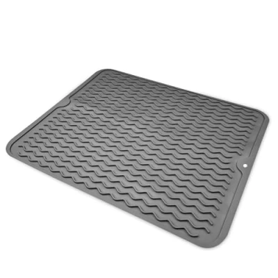 Afbeelding van Newpop Opvouwbare afdruipmat van siliconen, 40 x 30 cm, wasbaar, voor keuken, gootsteen en badkamer, antislip, sneldrogend, donkergrijs