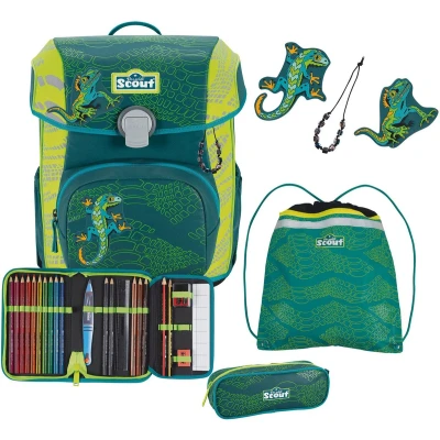 Afbeelding van Scout Schooltas Superflash Extreme Neo Set 4 delig Lizard Donkergroen