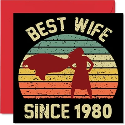 Afbeelding van 44e huwelijksverjaardag kaart voor echtgenoot beste vrouw sinds 1980 cadeau de partner, wenskaarten vierenveertigste