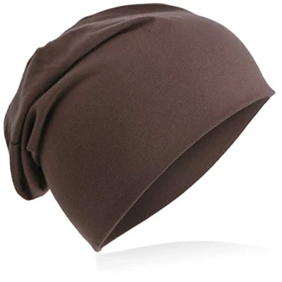 Afbeelding van Miobo Slouch Beanie Muts, lang, effen, heren en dames, Grijs/Bruin