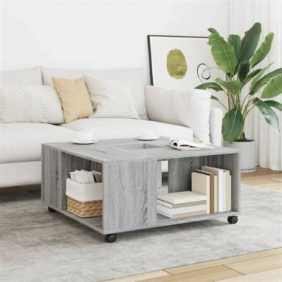 Afbeelding van vidaXL Salontafel 80x80x40 cm bewerkt hout grijs sonoma eikenkleurig
