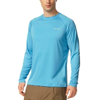 Afbeelding van BALEAF T shirt met uv bescherming voor heren, Rashguard lange en korte mouwen, shirt, zonwering, licht, sneldrogend, zwemmen, duiken, strand