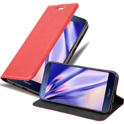 Afbeelding van Cadorabo Hoesje geschikt voor Honor 8 PRO in APPEL ROOD Beschermhoes met magnetische sluiting, standfunctie en kaartvakje Book Case Cover Etui