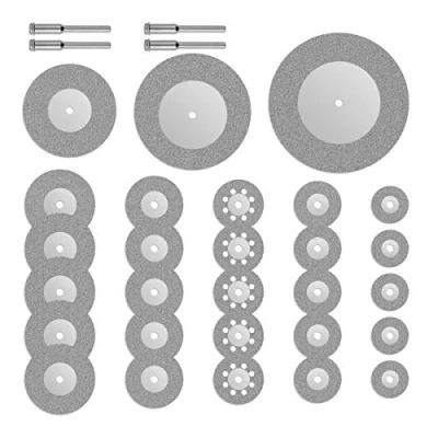 Afbeelding van Gunpla 32 stuks diamantslijpschijf mini cirkelzaagwiel 16/20/22/25/30/40/50/60 mm draaigereedschap voor edelsteen en glas + 4 spanplaten
