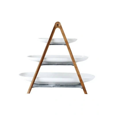 Afbeelding van Villeroy &amp; Boch Etagere / Serveertoren Artesano Original Hout 3 Laags met serveerschalen