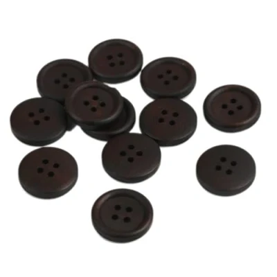 Afbeelding van Handarbeit Lieblingsladen 20 stuks elegante houten knopen van mm, zwart/donkerbruin, rond, 4 gaten, om te naaien,