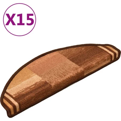 Afbeelding van Trapmatten zelfklevend 15 st 65x21x4 cm bruin
