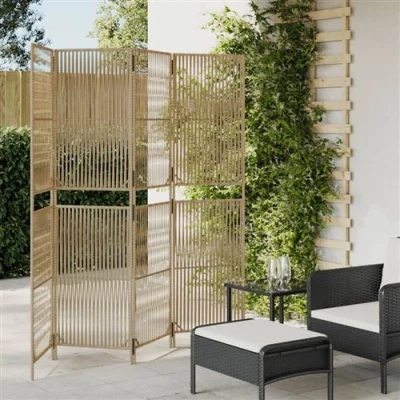 Afbeelding van Kamerscherm 4 panelen poly rattan beige