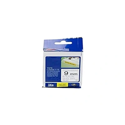 Afbeelding van 9 x 8 m laminaattape zwart wit voor Brother Labelling Tz s221/tze s221