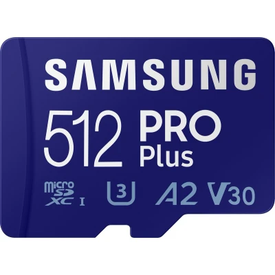 Afbeelding van Samsung PRO Plus SDXC kaart 512 GB Class 10, 10 UHS I, v30 video Speed 4K ondersteuning, A2 ve
