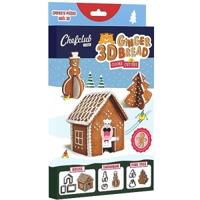 Afbeelding van Chefclub Kids 3D uitsteekvormpjes, spar, huis en sneeuwpop