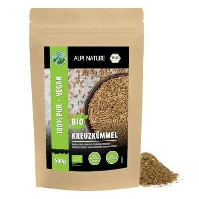 Image de Alpi Nature Cumin Graines bio 500g, de Entières pour la Cuisine et les Mélanges d&#039;Épices