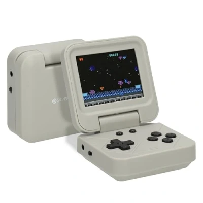 Afbeelding van Silvergear Retro Game Console Opvouwbaar Spelcomputer voor Kinderen 240 Spellen Grijs