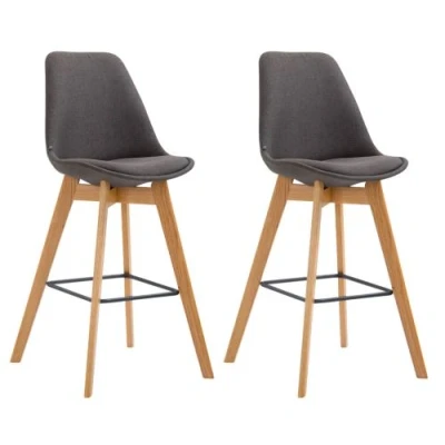 Image de CLP Lot de 2 tabourets bar Metz en tissu , Gris foncé/Nature